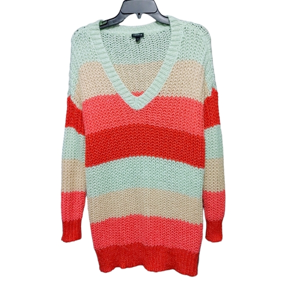 Torrid Colorful Multi Stripe Cozy Knit V Neck Sweater Women's Plus Size 0X - Picture 6 of 12